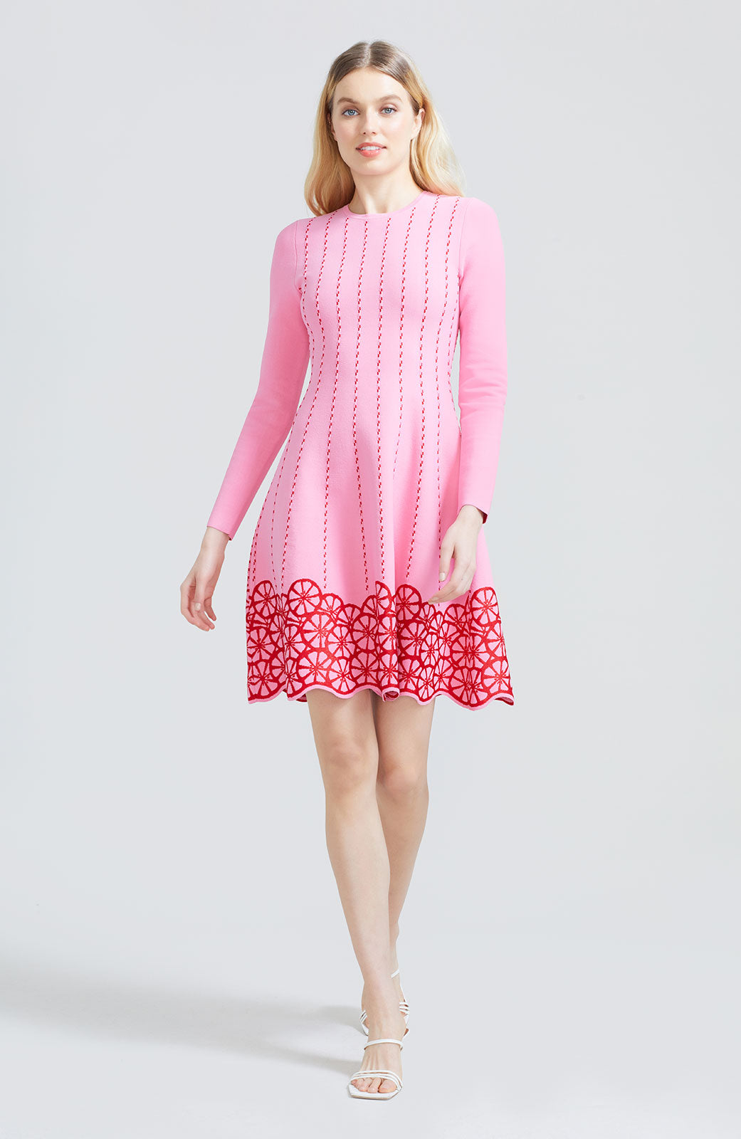 Linear Knit Long Sleeve Dress