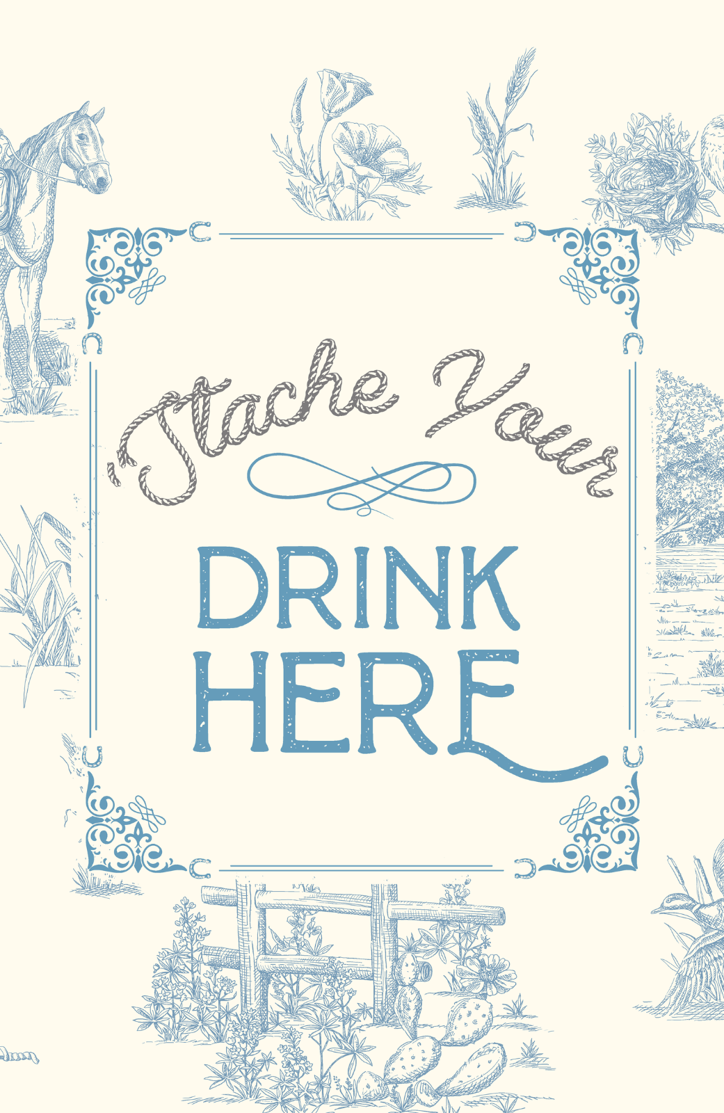 Elizabeth Lake Stache Your Drink Here Cocktail Napkins (Set of 4)