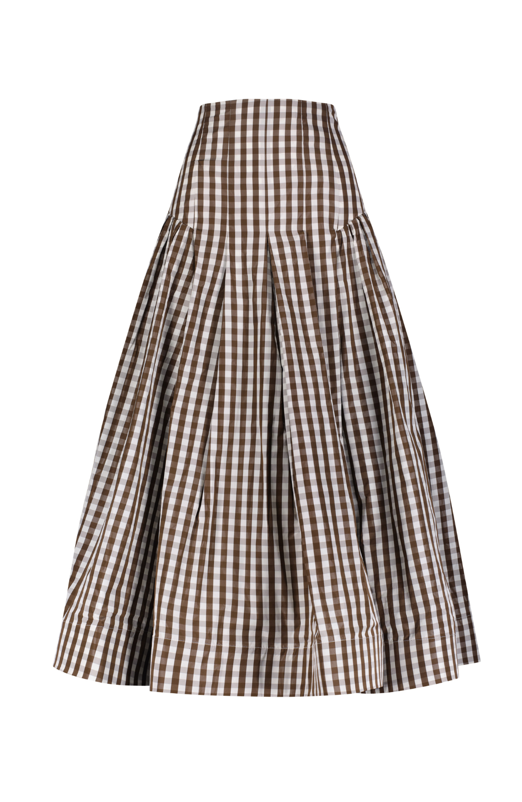 Plaid Taffeta Seam Detail Full Skirt