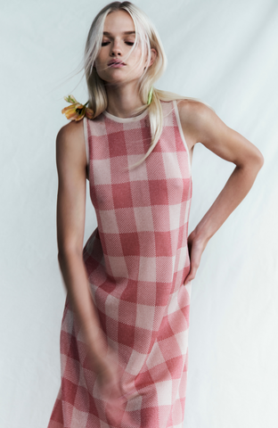 Plaid Sheer Knit Francie Dress