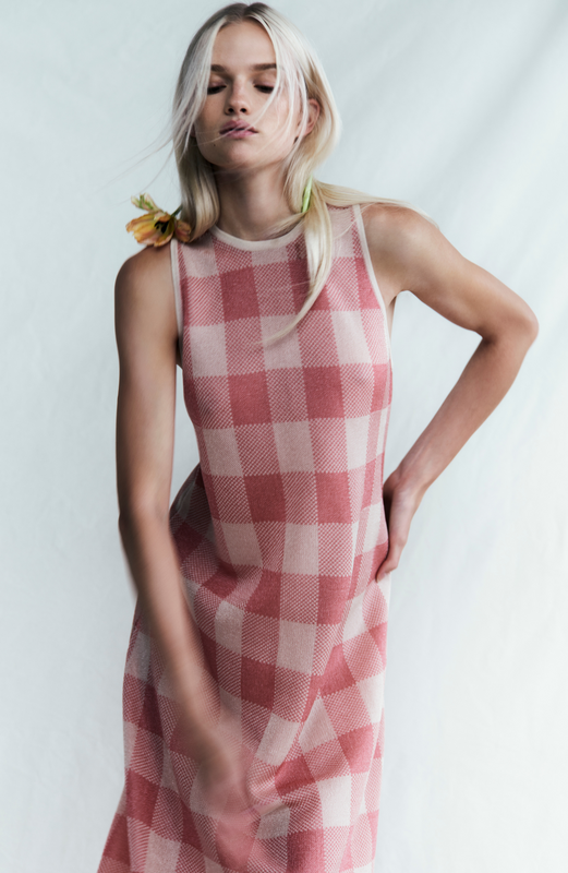 Plaid Sheer Knit Francie Dress