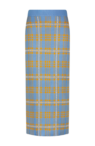 Plaid Jacquard Knit Pencil Skirt