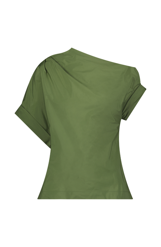 Taffeta Draped Shoulder Top