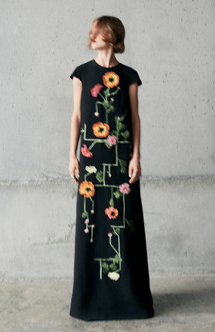 Raised Floral Embroidery Augusta Gown