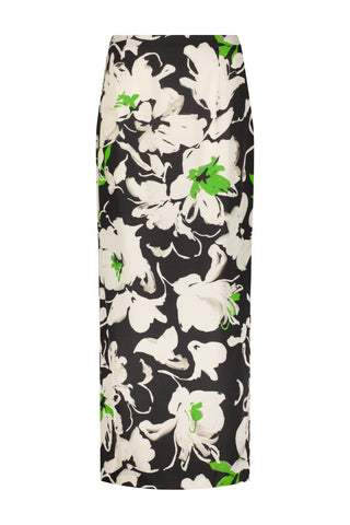 Floral Satin Crepe Column Skirt