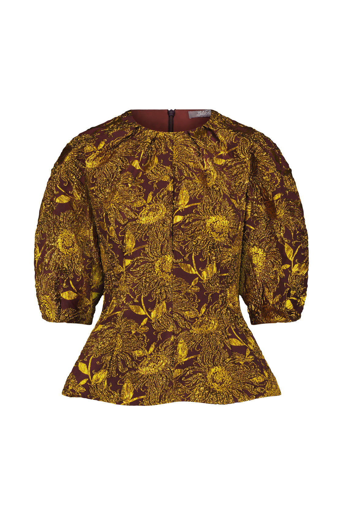 Sunflower Jacquard Puff Sleeve Top