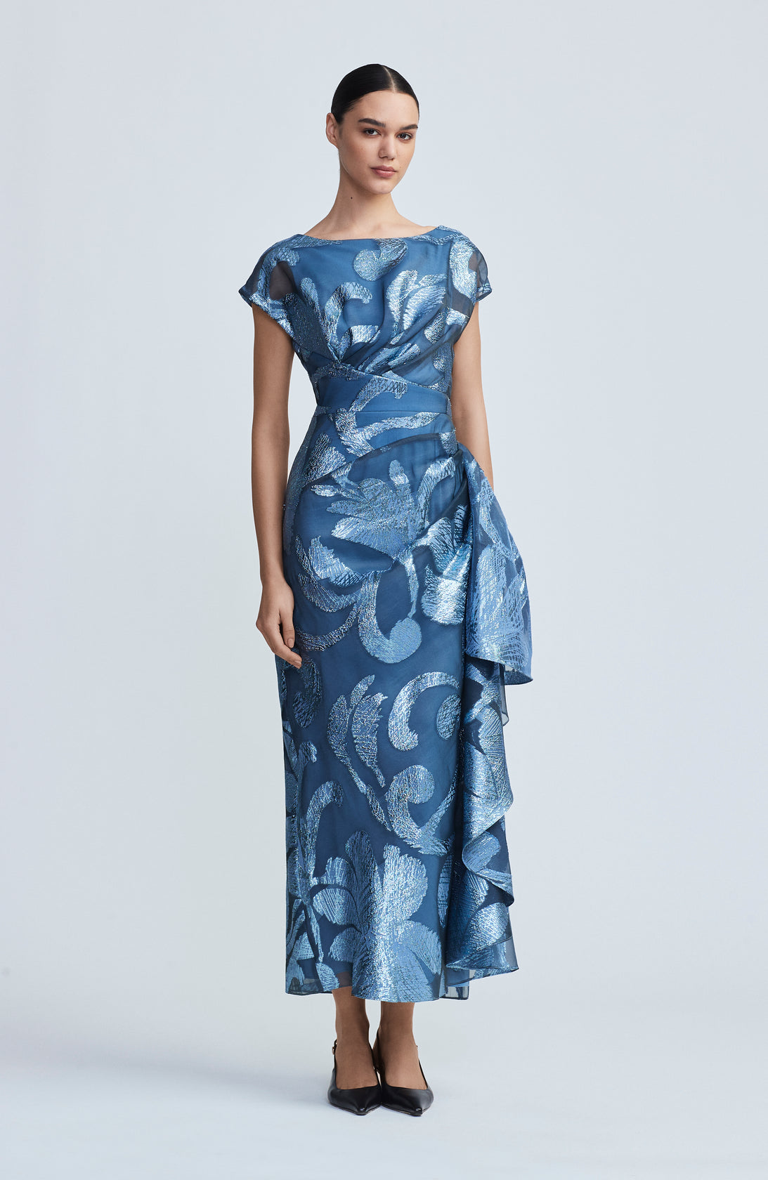 Metallic Floral Fil Coupe Florence Dress