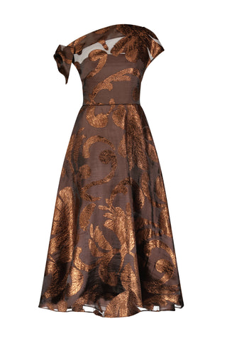 Metallic Floral Fil Coupe Evelyn Dress