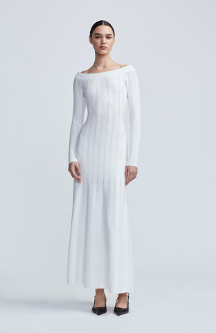 Pointelle Knit Godet Dress