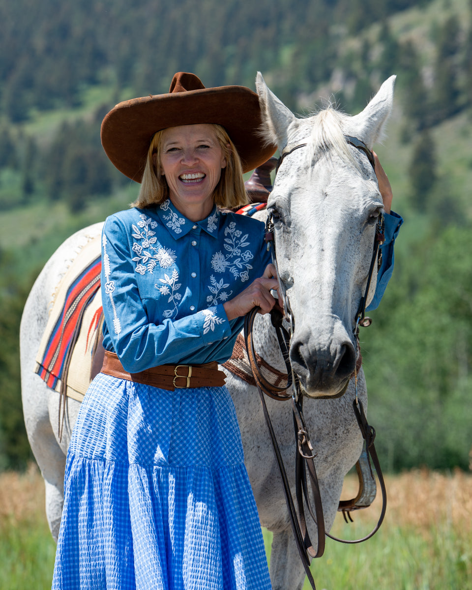 Floral Seed Bead Classic Ranch Shirt