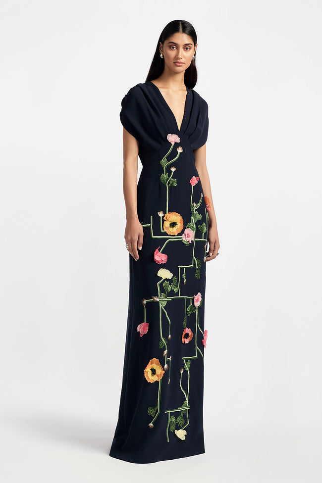 Raised Floral Embroidery Charlotte Gown