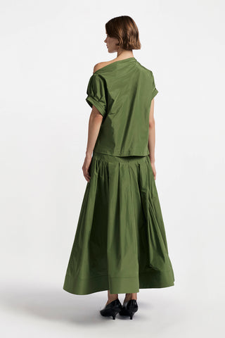 Taffeta Draped Shoulder Top