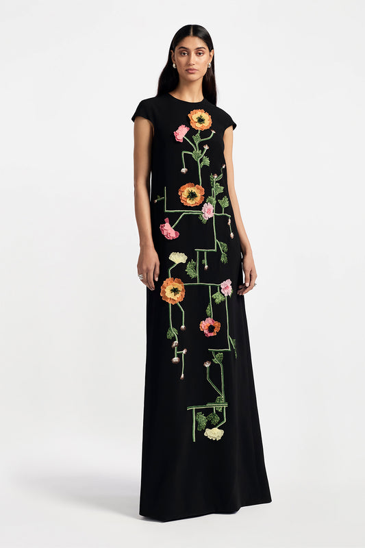 Raised Floral Embroidery Augusta Gown