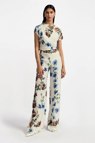 Floral Printed Crepe No Fly Pant