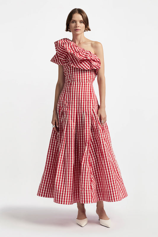 Plaid Taffeta Seam Detail Full Skirt