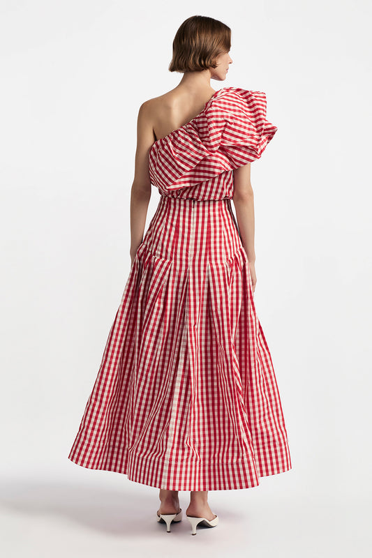 Plaid Taffeta Seam Detail Full Skirt