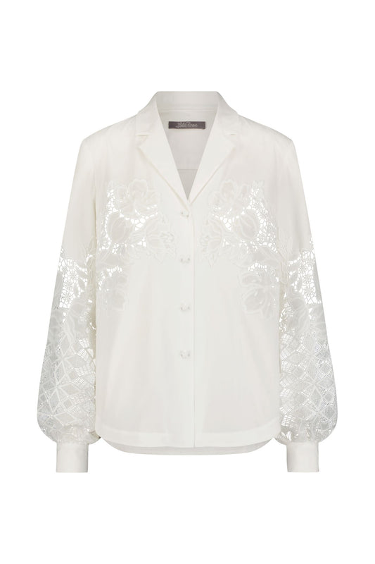 Poplin Lace Combo Button Down Shirt