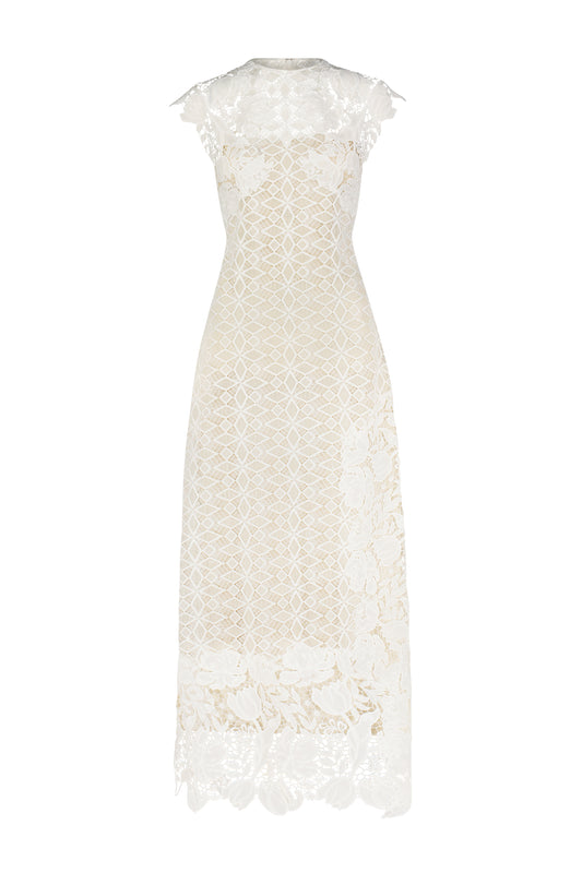 Lace Combo Sleeveless Pencil Dress