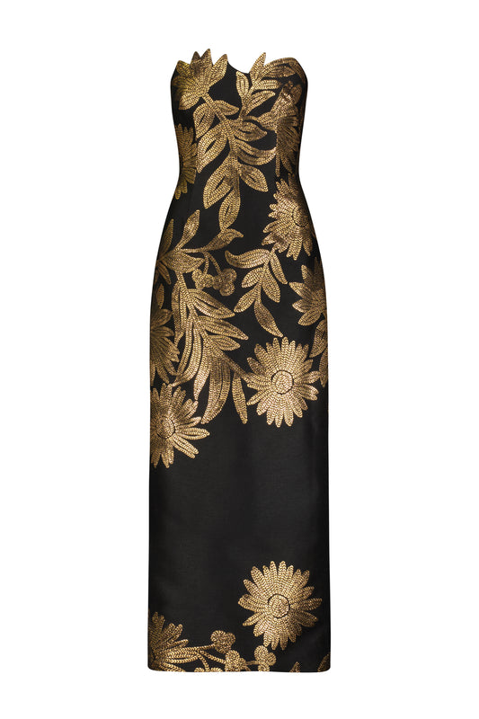 Floral Metallic Jacquard Strapless Column Dress – Lela Rose