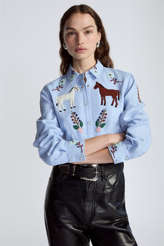 Twin Horse Embroidered Shirt