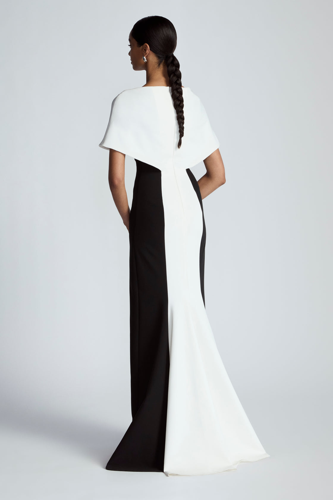 Stretch Twill Boat Neck Gown