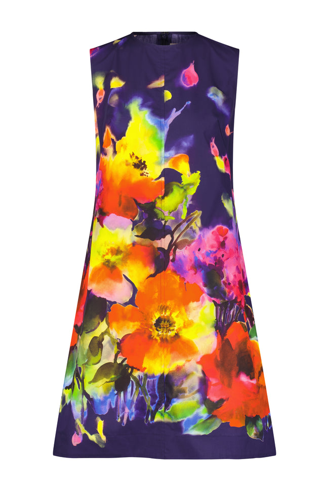 Watercolor Floral Poplin Kelly Dress