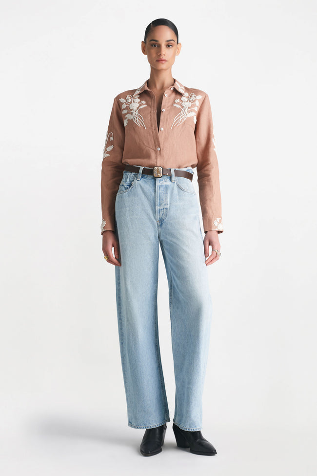 Corded Floral Embroidery Shirt