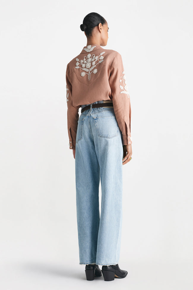 Corded Floral Embroidery Shirt