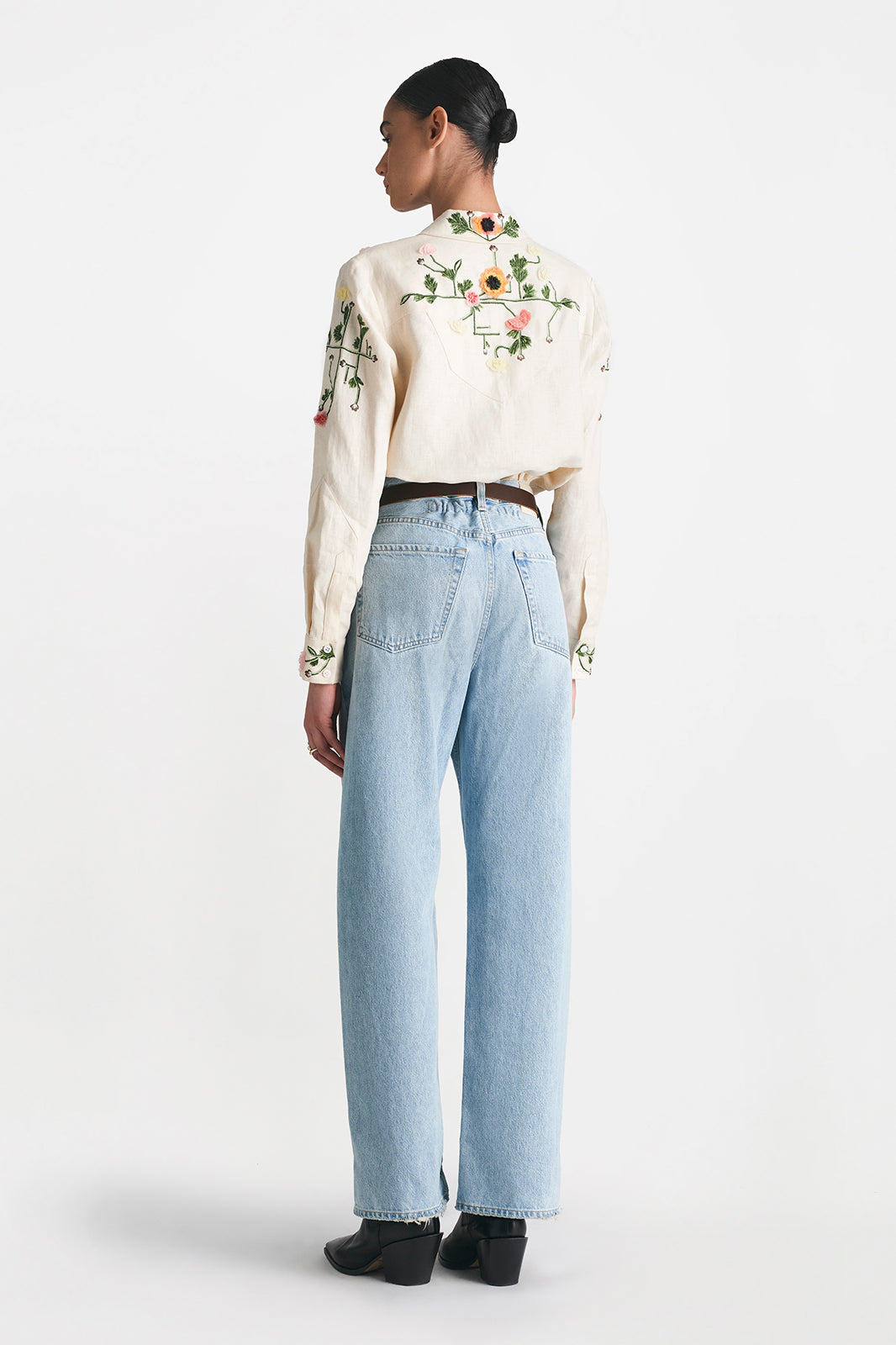 Raised Floral Embroidery Shirt