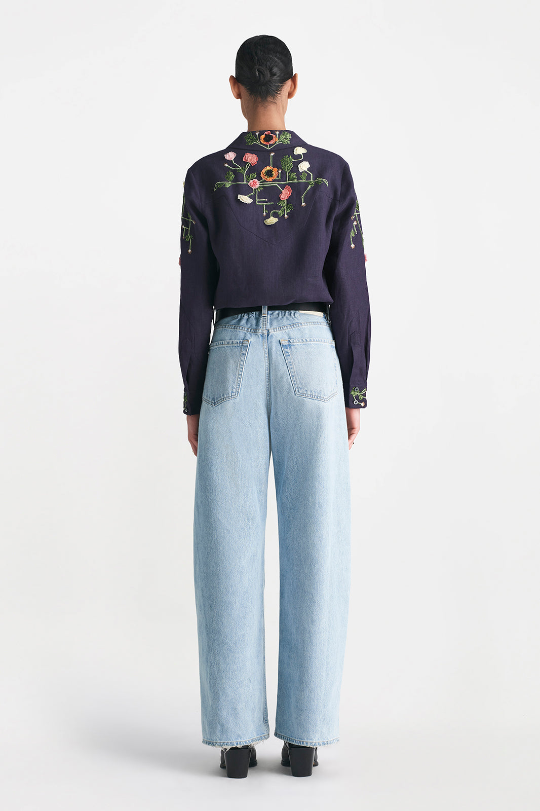 Raised Floral Embroidery Shirt