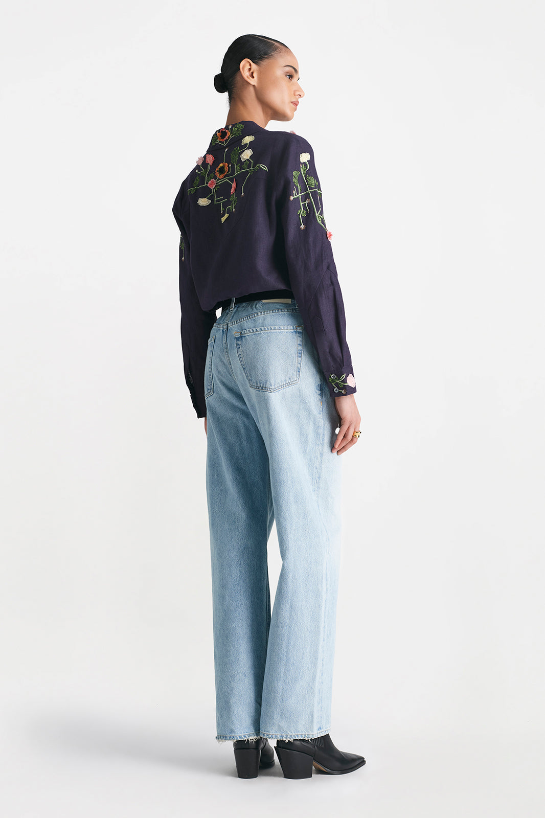 Raised Floral Embroidery Shirt