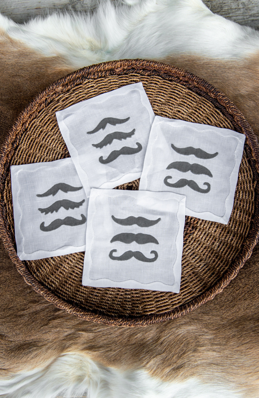 Elizabeth Lake Stache Your Drink Here Cocktail Napkins (Set of 4)