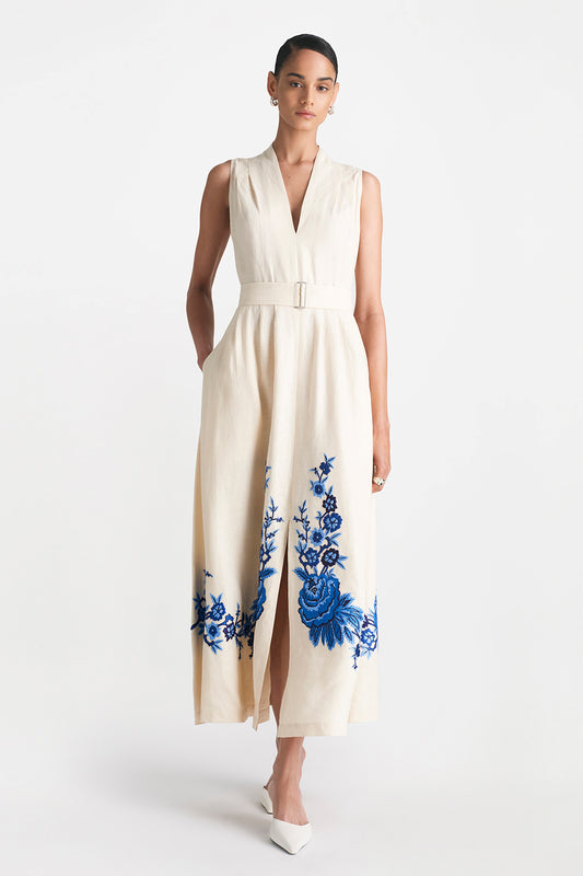 Floral Thread Embroidery Margot Dress