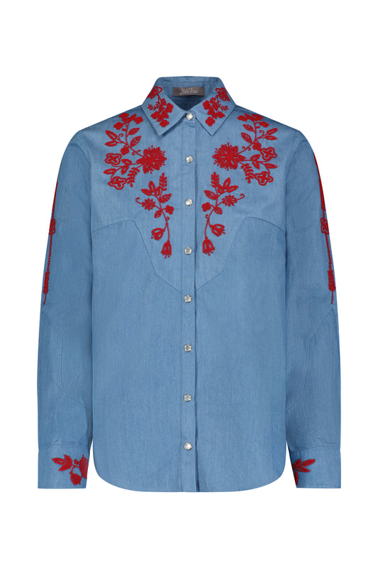 Floral Seed Bead Classic Ranch Shirt