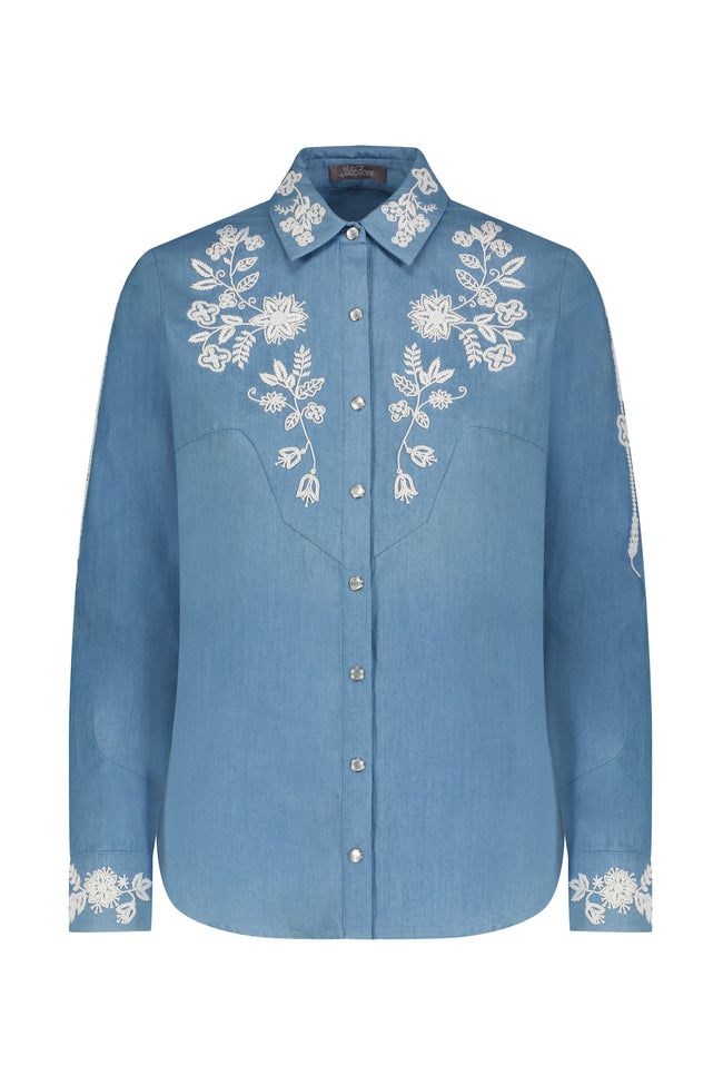 Floral Seed Bead Classic Ranch Shirt